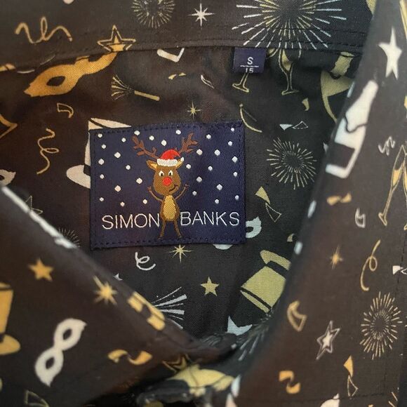Simon Banks Men’s NYE New Year’s Eve Button Down Shirt S NWOT - Picture 4 of 6